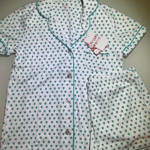 Roller Rabbit Mint Heart Pajamas (Size Small)
